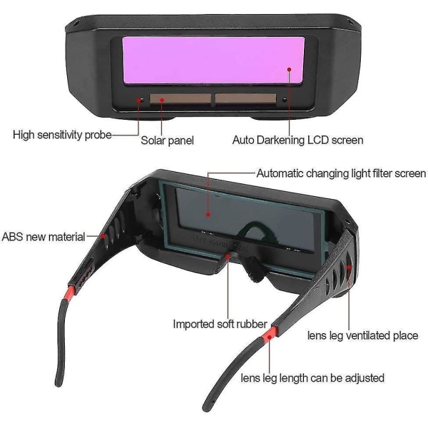 Svetsglasögon, automatiskt mörknande svetsglasögon i svart färg, svetsglasögon för att skydda dina ögon från gnistor (#1) Hy