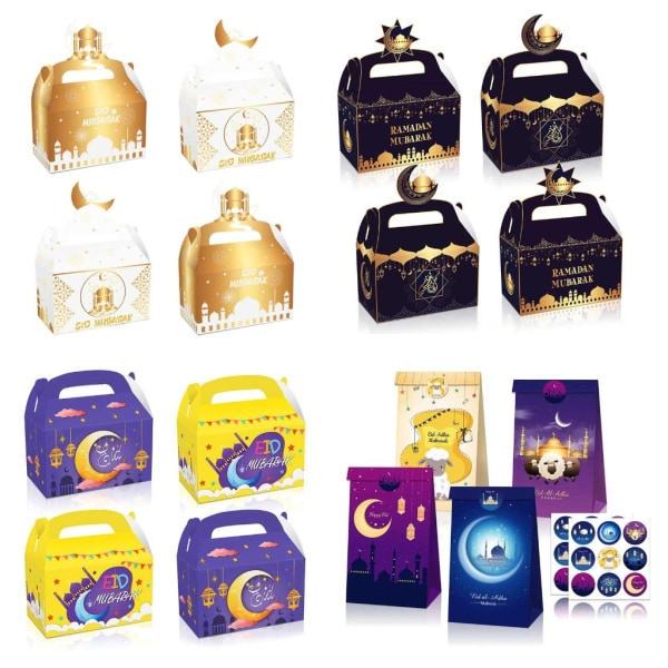 Ramadan lahjapaperipussit ja kääre-etiketit Eid Mubarak -lahjapussi Ramadan-juhlalahjapakkaus Eid Mubarak -lahjapaperitarra 4