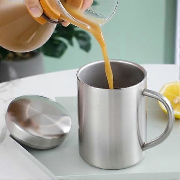 Vattenmugg Portabel Dubbelväggig Rostfri Stål Resetermos med Lock för Hemmet silver 400 ml