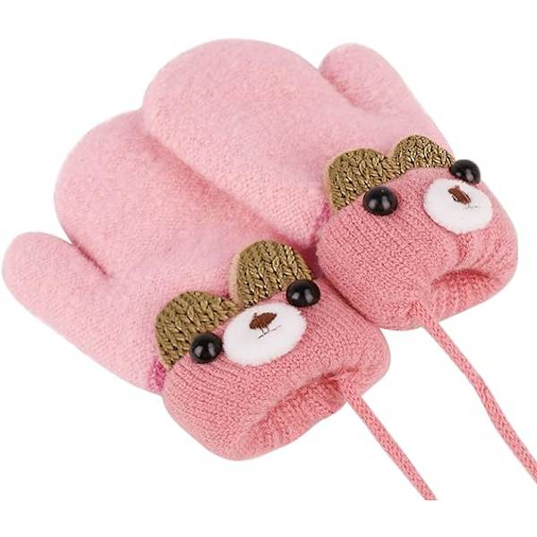 Toddler Magic Stretch Mittens Tjocka Plyschfodrade, Vinter Baby Boys Girls Stickade Vantar Varma Fluffiga Hel Fingerhandskar Kallt Väder Skidhandskar