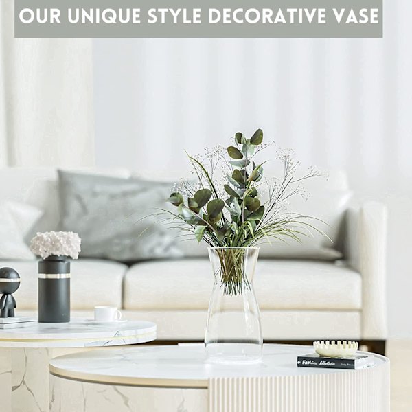 Kvalitetsglas Vas - Dekorativ Glas Vas - Rustik Heminredning för Modernt Bondgårdshus, Ideal Hylla, Bord & Entré Dekor, Patenterad Design, Vit