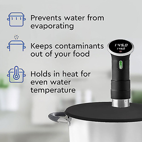 Sous Vide Præcisions Madlavnings Apparat Silikonelåg Passer Til 10.5\" Gryde Letvægts Forsegler Det Isolerende Dæksel Køkken Tilbehør Black