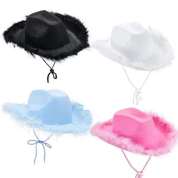 Cowgirl Hats, Feather Felt Western Cowboy Hat Blå Blue