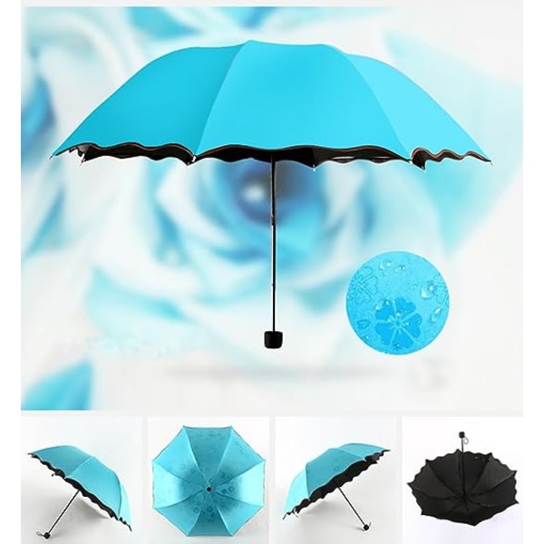 Sun Umbrella Ladies UV-sateenvarjo sateenvarjot naisille Taittuva päivänvarjo vedenpitävä UV-sateenvarjo auringonsuojaukseen Flower Magic Kevyt 8 luuta sateenvarjo