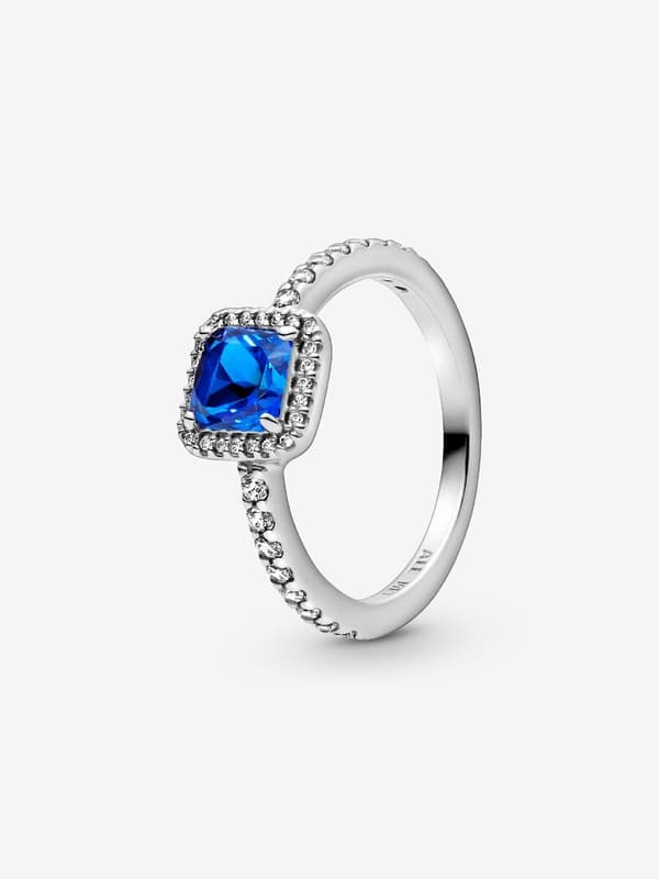Pandora – Blå Square Sparkle Halo-ring – Sterling sølv Circumference: 54mm