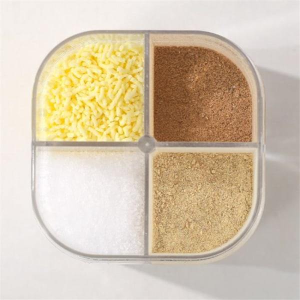 2-pack Campingkryddset, Resesalt- och pepparkvarnar Mini Transparent 4 fack för kök Resor Utomhusgrill