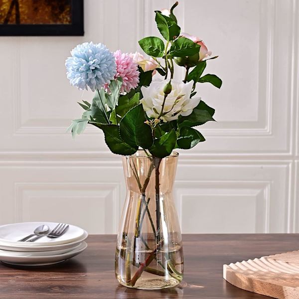 Kvalitetsklar dekorativ glassvase - Rustikk hjemmedekor for moderne gårdshus, ideell hylle, bord og inngangsparti, patentert design, rav