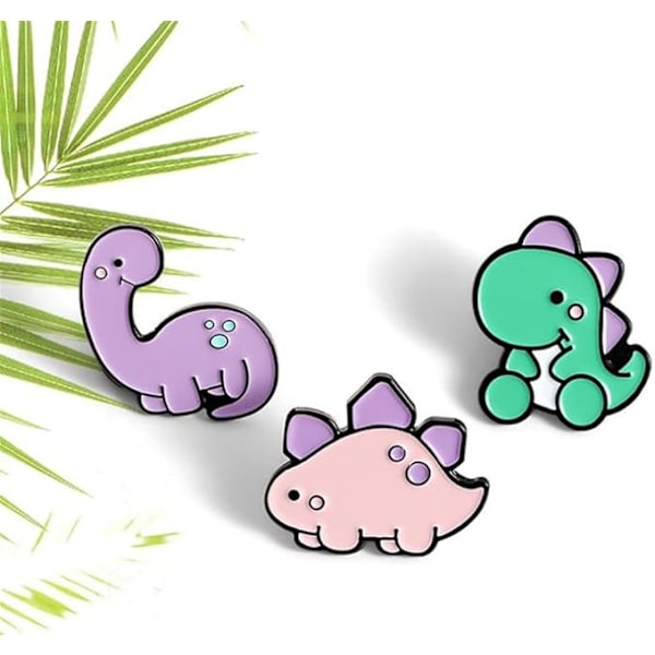 3 st söta dinosaurien knappnålar emalj märke djur emalj nålar set dinosaurie serie brosch färg knappnål gåva för pojkar barn hatt ryggsäckar tillbehör
