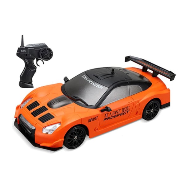 Liukuva pieni AE86 kauko-ohjattava auto 4WD kilpa-auto, ladattava huippunopeudella toimiva lasten lelu, Auto GTR lelu - orange color