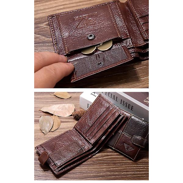 Plånböcker Herr Läder Rfid Blocking Slim Plånbok Med 10 Kreditkort, 2 Sedlar Fack, Id-Fönster & Myntficka Minimalistisk Plånbok-Brun