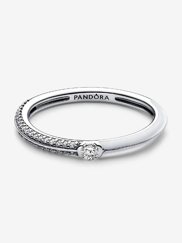 Pandora - P ME Pavé & Hvit Dobbel Ring - Sterlingsølv Circumference: 52mm
