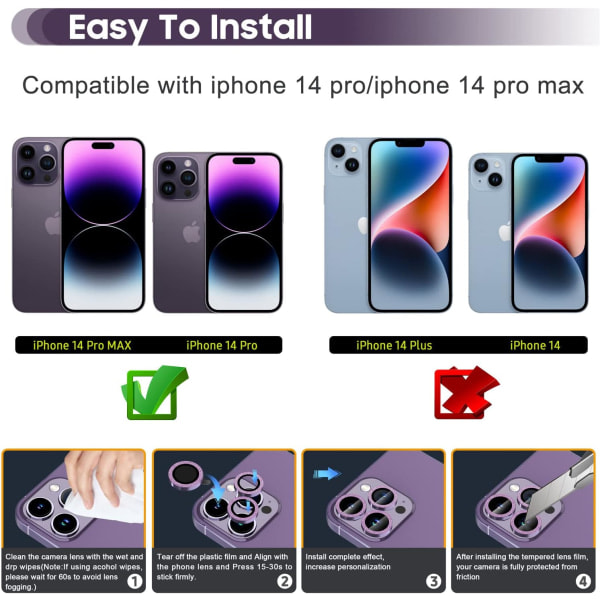 Beskyttelse for bakkamera for iPhone 14 Pro/14 Pro Max Photo Protecto