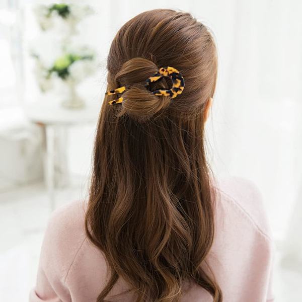 2-pack stora franska hårnålar för fransk twist chignon-form sköldpaddsfärgade hårnålar för kvinnor med tjockare fint hår