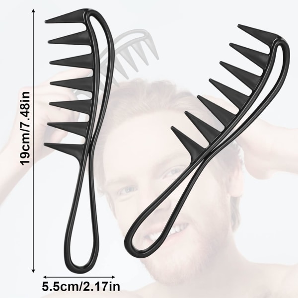 2 Packs Wide Tooth Shark Combs, Salon Large Teeth Shark Combs Curly Hair Salon Barber Comb,  Comb Curl Comb Hairstyle Comb Salon Hairdressing Comb