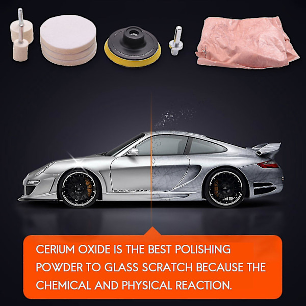 8 stk 120g Cerium Oxide Glass Polishing Kit for Deep Scratch Remover for Windscreen Windows Glass Cl