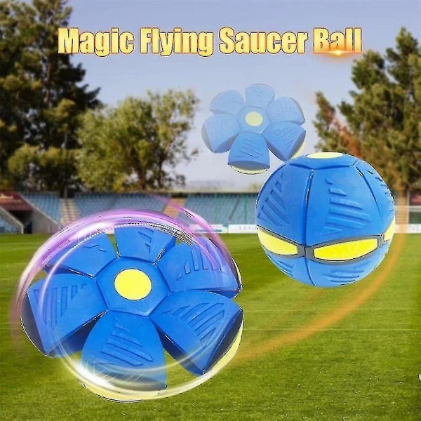 Kæledyrs legetøj, flyvende tallerken, bold, legetøj, trykreducerende, at træde på bolden, flyvende tallerken med 3 LED-lys Blue