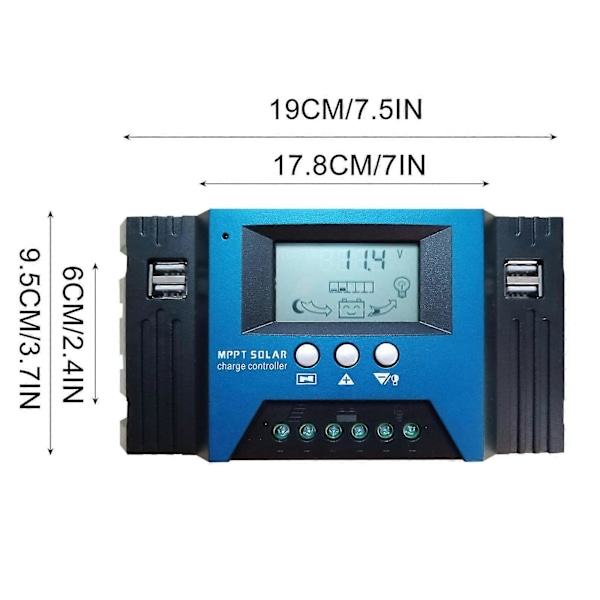 50A MPPT Solcelleladningsregulator med LCD-skjerm, USB, Flere Lastkontrollmoduser, Ny MPPT Teknisk Maksimal Ladestrøm