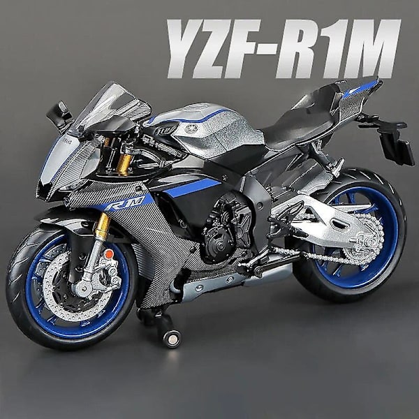 1:12 Yamaha Yzf-r1m 60-vuotisjuhlapyörän pienoismalli, leluajoneuvo, kokoelma, autopyörä, iskunvaimennin, maastoauto, leluauto Black no box