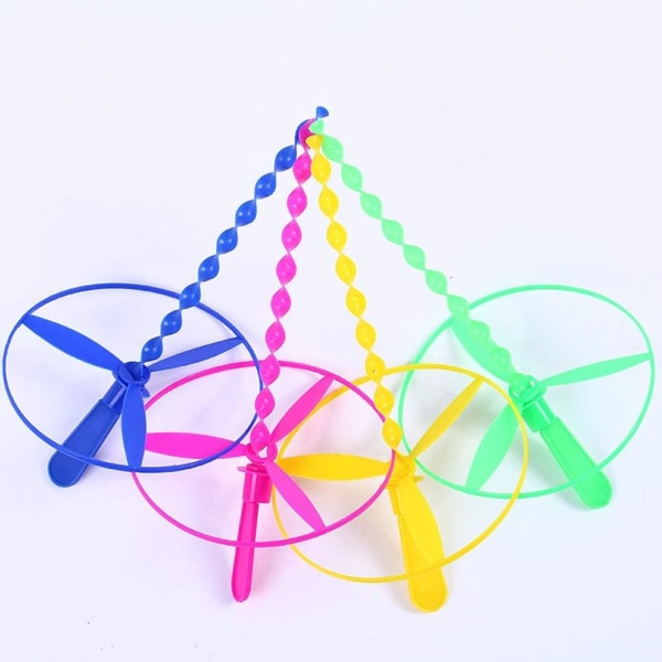 10 stk. Twisty Pull String Flygende Fat Flygende Disk Helikoptre Leke Pedagogiske Leker for Barn-Stil tilfeldig, farge tilfeldig