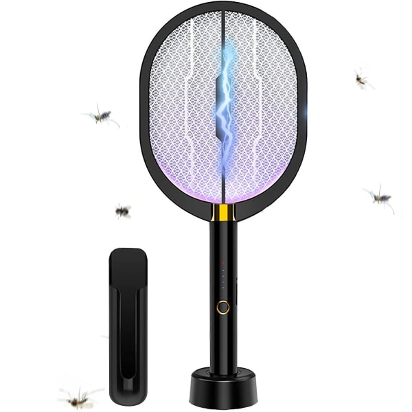 3 i 1 Elektriska flugsmällare, 3000 volts Bug Zapper-racketar inomhus och utomhus, Uppladdningsbart myggdödarracket för hem, sovrum, kök, kontor, B
