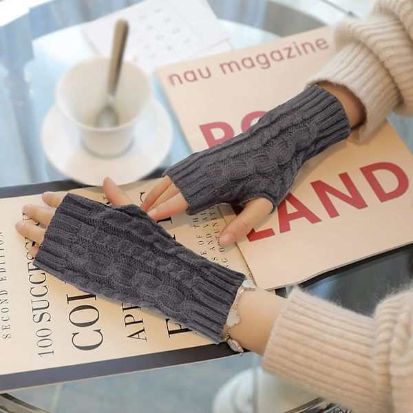 Dame Fingerless Handsker, Strikkede Halv Fingerless Vanter, Vinter Armvarmere Gave