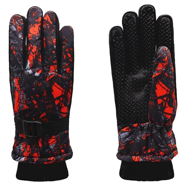Vinter skidhandskar Vattentäta Vindtäta Snöhandskar Unisex Foder Varma handskar Red