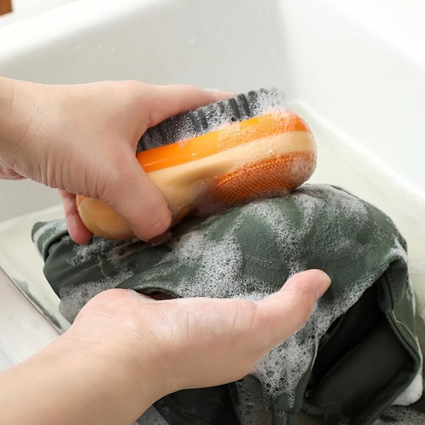 Puhdistustarvikkeet luova pyykinpesukaveri, puhdistusharja patentoidulla muotoilulla, kirkkaanvärinen pyykinpesuharja Orange