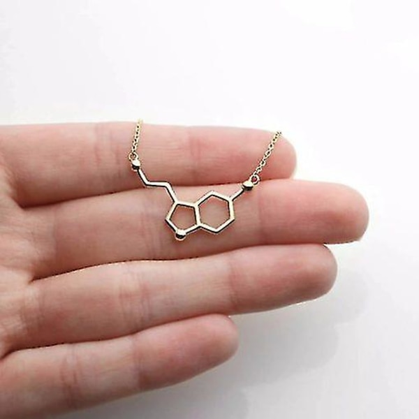 Halsband i zinklegering med serotoninmolekyl Silver