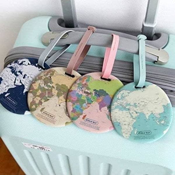 4 stk. kuffertegn, flykuffertegn, runde kuffertegn, kortmønster til ferietilbehør