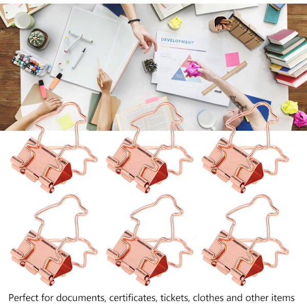Klämmor Kontor Viktiga Kontorsmaterial Lång Svans Ihålig Flerfunktionell Hemmakontor Klämmor Liten Kreativ Design Utökad Längd för Extra Fästelement 100 st Set Rose Gold