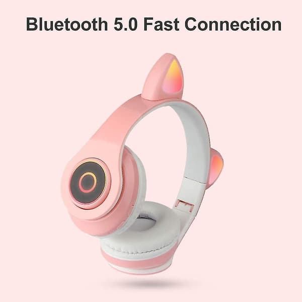 Søde Katteøre Trådløse Hovedtelefoner, Bluetooth 5.0 Over-Ear Hovedtelefoner White
