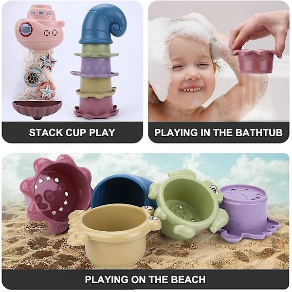 Baby badleksaker med baby bad staplingskopp gåva för pojkar B