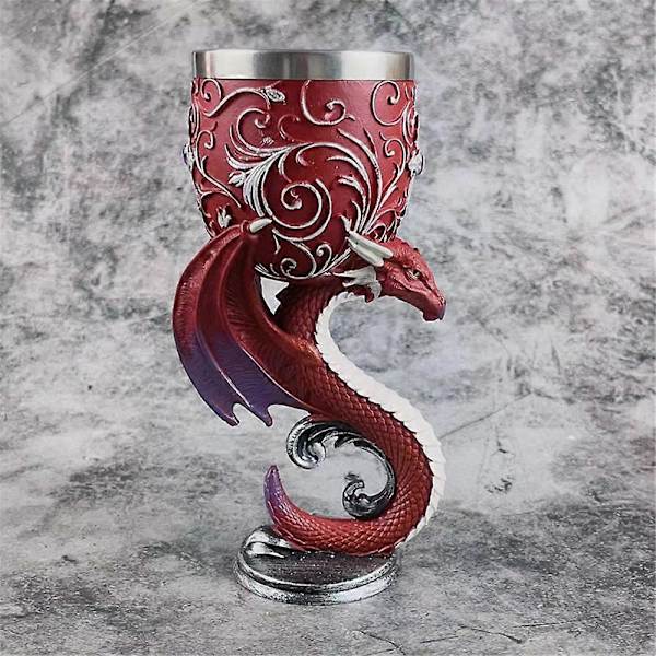 Middelalderlig 3D Preget Drager Beger Rustfritt Stål Harpiks Øl Vin Beger Nyhet Gotisk Kopp Kalk Home Bar Fest Tilbehør dragon