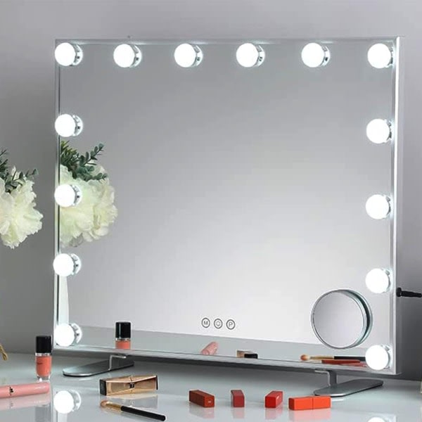 Makeup spejl med belysning 2-14 dæmpbare LED-lys, 3 farvetilstande (kun lys, intet spejl)-WELLNG 14 lights