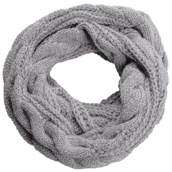 Dam infinity stickad halsduk cirkel loop varm mode tjock ribbad halsduk grå