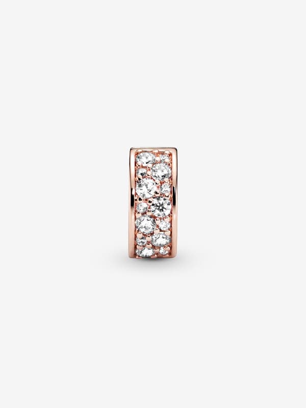 Pandora - Kirkas Pavé-klipsihela - 14k ruusukullattu