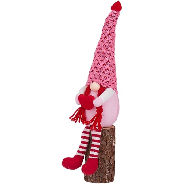 Valentine Gnomes Plyschdocka - Kärlek Ansiktslösa Gnomes Plysch Light Up Bordsdekorationer - Vinter Vårstickad Svensk Tomte Nisse Skandinavisk Dockdel