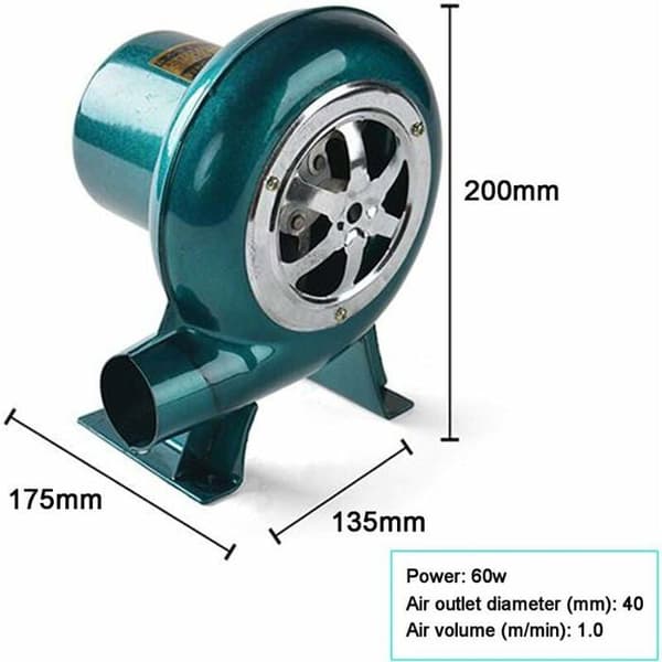 220V-60W Elektrisk Ventilator med Variabel Hastighed - Grillventilator, Kulsmelteventilator - Hurtig Afkøling