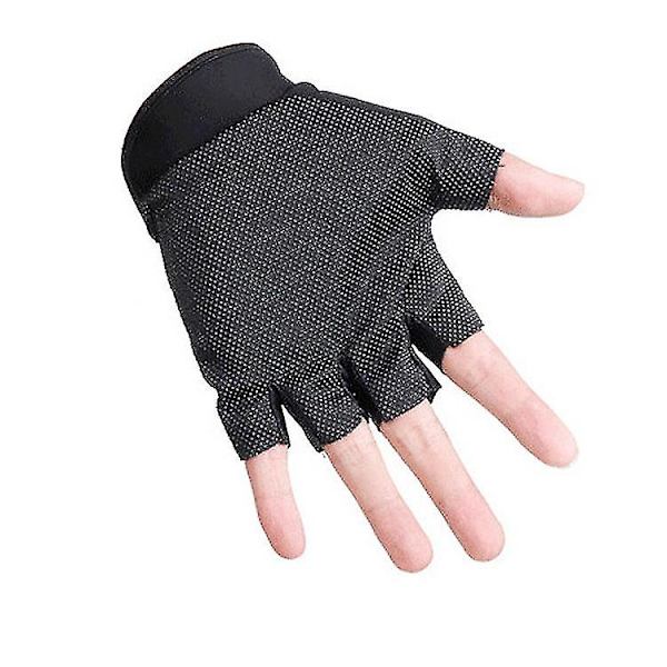 Barn utomhus sport halvfinger halkfria andningsbara handskar 3 to 6 years old Black