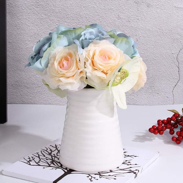 14,5 cm Hvit Keramisk Blomstervase/Blomsterpotte