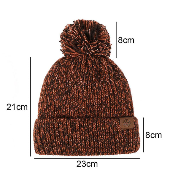 Hatt for kvinner og menn Vinterlue Dame Mansjett Beanies  Lue Varm Skilue Rødbrun Red-brown