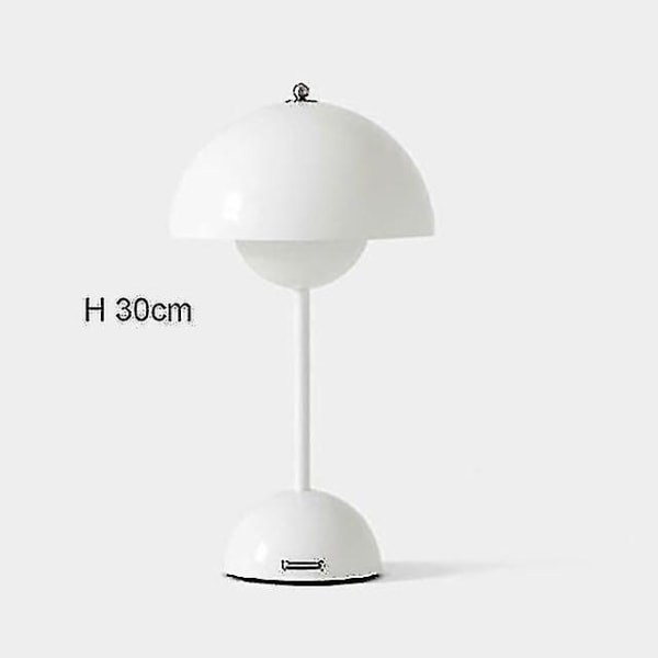 Svampeblomst Genopladelig Led Bordlampe Skrivebord Natlampe Til Soveværelse Spisestue Berøringsnatlys Enkel Moderne Dekoration - 1800mAh White