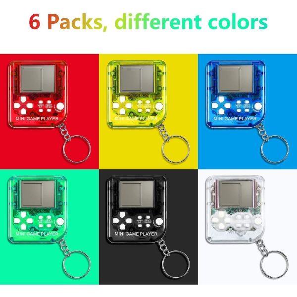 Set med 6 spelkonsolblock nyckelring mini block spel leksak