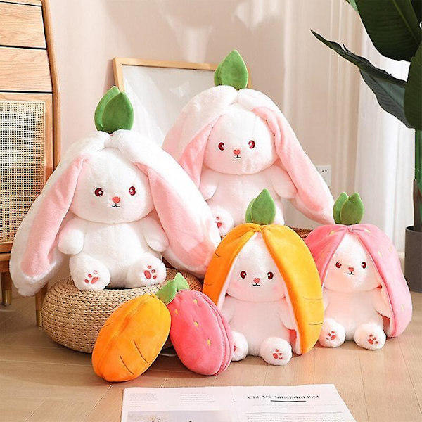 Pääsiäispupun pehmolelu kani piilottaa porkkanan mansikan pehmolelu kani pehmolelu pehmeät pitkät korvat nukke lahja lapsille tytöille Carrot 18cm