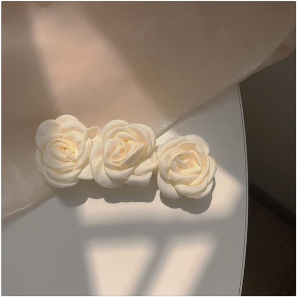 Hårklämmor, Blomspännen Hårnålar för Kvinnor Flickor, 1 PC Elegant Handgjord Mode Huvudbonad Styling Verktyg Hårtillbehör-Krämig Vit