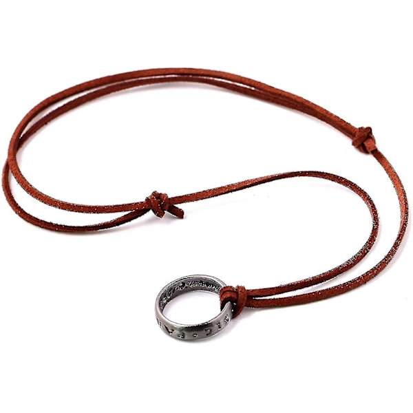 Uncharted 4 Nathan Drake gravert ringanheng med justerbar brun skinnkjede (unisex)