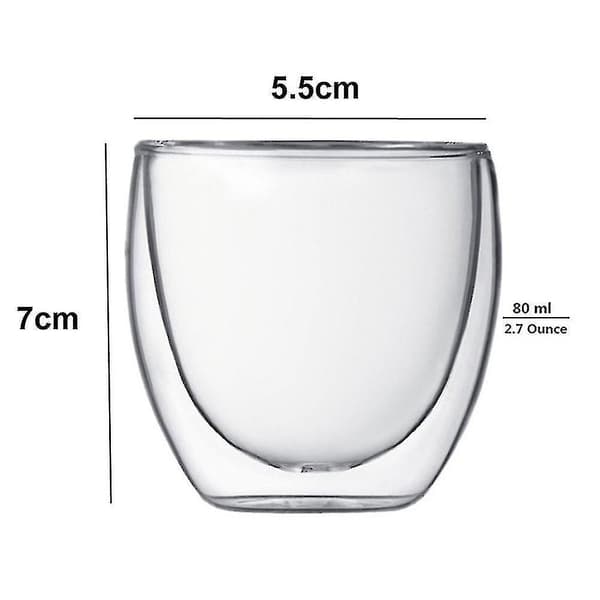 6 st 80 ml 2,7 oz Glas Dubbelväggig Värmeisolerad Mugg Espresso Tekopp Hög Kvalitet