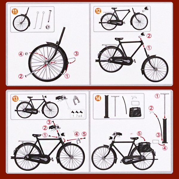 1:10 Mini Cykel Model Skala Kit Finger Cykel Modeller Legetøj Retro Diy DIY black