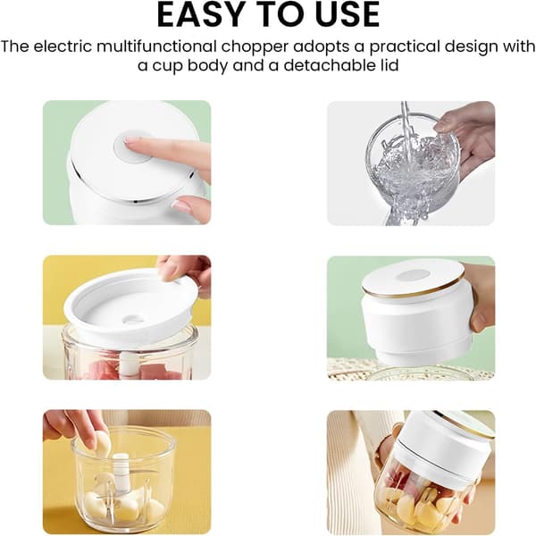 Elektrisk köttkvarn, USB multi-hackare, portabel mixer liten 300 ml, universell lökhackare, mini-hackare, elektrisk grönsaksskärare