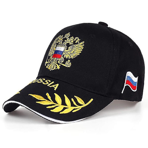 Svart Baseball Caps med Broderi av Russlands Nasjonale Emblem Snapback Hat Bomulls Solhatt Unisex